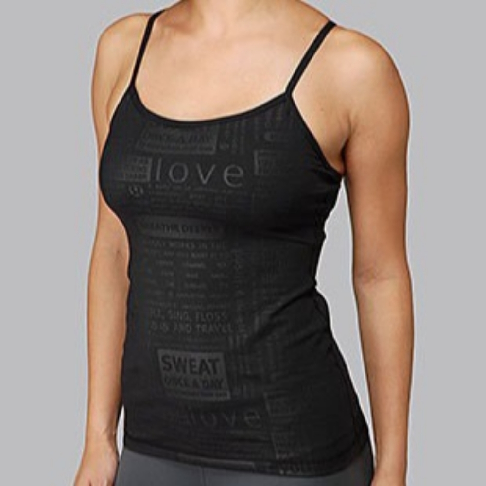 Lululemon Power Y Tank Top Black Manifesto Rare 4